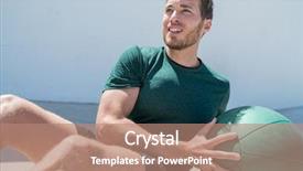  Presentation with exercise medicine - PPT layouts enhanced with medicine ball exercise russian twist background and a coral colored foreground