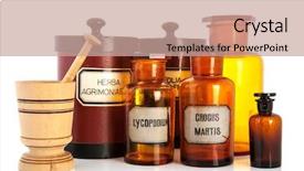  Presentation with apothecary - Beautiful slide set featuring medicine bottle - apothecary pots with ingredients backdrop and a coral colored foreground