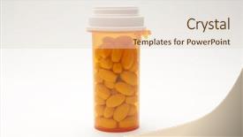  Presentation with drugs - Presentation having medicine bottle with drugs isolated background and a  colored foreground