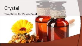  Presentation with calendula - PPT layouts consisting of medicine bottles and calendula isolated background and a light gray colored foreground