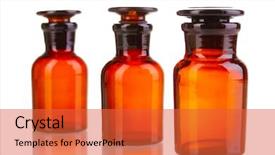  Presentation with bottles - PPT theme consisting of set of different prints isolated on black background background and a dark gray colored foreground