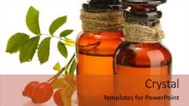  Presentation with hip - Slide set having medicine bottles with hip roses background and a crimson colored foreground