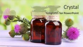  Presentation with thistle - Slide set enhanced with medicine bottles with thistle flowers background and a soft green colored foreground