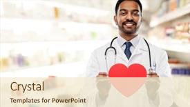  Presentation with cardiology concept - Amazing presentation theme having medicine cardiology and healthcare concept backdrop and a cream colored foreground