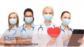  Presentation with cardiology concept - Cool new PPT theme with medicine-cardiology-and-healthcare-concept backdrop and a coral colored foreground