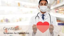  Presentation with male pharmacist - PPT theme featuring medicine-cardiology-and-healthcare-concept background and a lemonade colored foreground