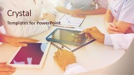  Presentation with medicine - PPT theme consisting of medicine concept - group of doctors background and a lemonade colored foreground