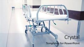  Presentation with emergency medicine - Colorful theme enhanced with medicine concept - gurney or wheel backdrop and a light blue colored foreground