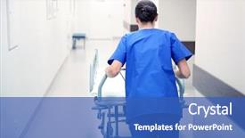  Presentation with reanimation - Audience pleasing theme consisting of medicine concept - nurse carrying hospital backdrop and a teal colored foreground