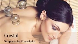  Presentation with massage therapy - Colorful PPT theme enhanced with medicine cup - traditional hot jar cupping massage backdrop and a coral colored foreground
