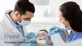  Presentation with saliva dental - Colorful slide set enhanced with dental drill and saliva backdrop and a light blue colored foreground