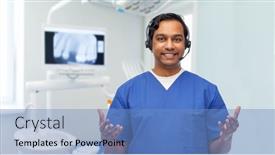  Presentation with medicine - Audience pleasing slide set consisting of medicine-dentistry-and-healthcare-concept backdrop and a teal colored foreground