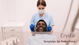  Presentation with black patient - PPT layouts consisting of medicine-dentistry-and-people-concept background and a lemonade colored foreground