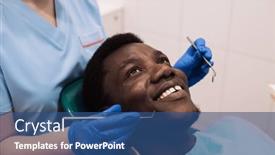  Presentation with black patient - PPT theme consisting of medicine-dentistry-and-people-concept background and a ocean colored foreground