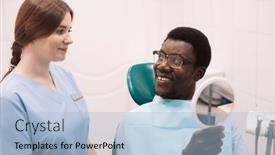  Presentation with black patient - PPT layouts enhanced with medicine-dentistry-and-people-concept background and a light blue colored foreground