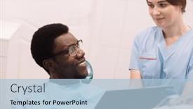  Presentation with dentist xray - Presentation theme having medicine-dentistry-and-people-concept background and a light blue colored foreground