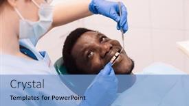  Presentation with black patient - Presentation theme with medicine-dentistry-and-people-concept background and a light blue colored foreground