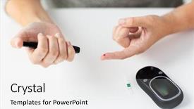  Presentation with home health care - Presentation enhanced with medicine diabetes glycemia health care background and a white colored foreground