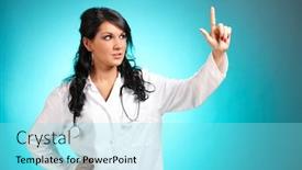 Presentation with medicine - Presentation design featuring medicine doctor pionting at something with her finger background and a arctic colored foreground