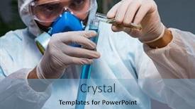  Presentation with drug - Beautiful PPT layouts featuring medicine drug researcher working in lab backdrop and a light blue colored foreground