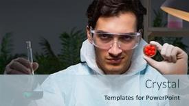  Presentation with drug - Colorful PPT theme enhanced with medicine drug researcher working backdrop and a sky blue colored foreground