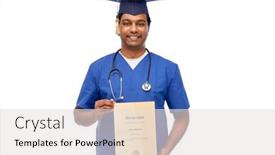  Presentation with medical education - Beautiful PPT theme featuring medicine-education-and-graduation backdrop and a sky blue colored foreground