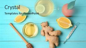  Presentation with medicine - Presentation theme consisting of medicine for cough on blue background and a  colored foreground