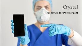  Presentation with mask nurse - Presentation theme with medicine-health-and-pandemic-concept background and a light gray colored foreground
