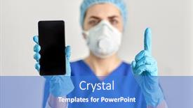  Presentation with mask nurse - PPT theme having medicine-health-and-pandemic-concept background and a teal colored foreground