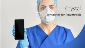  Presentation with mask nurse - Audience pleasing slides consisting of medicine-health-and-pandemic-concept backdrop and a light gray colored foreground