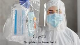  Presentation with health shield - Beautiful presentation theme featuring medicine-health-and-pandemic-concept backdrop and a light gray colored foreground