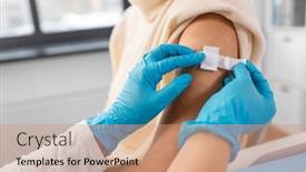  Presentation with hospital mask - Slide deck consisting of medicine-health-and-vaccination-concept background and a coral colored foreground