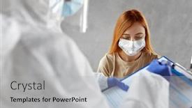  Presentation with medical worker - Colorful slide set enhanced with medicine-health-and-virus-concept backdrop and a light gray colored foreground