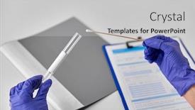  Presentation with medical virus - PPT theme having medicine-health-and-virus-concept background and a light gray colored foreground