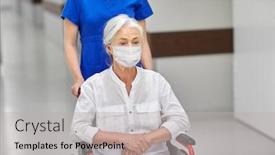  Presentation with medical face mask - Slide deck enhanced with medicine-health-safety-and-pandemic background and a light gray colored foreground