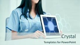  Presentation with technology health - Amazing slide deck having medicine health technology and hospital backdrop and a sky blue colored foreground