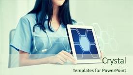  Presentation with health technology - Colorful PPT theme enhanced with medicine health technology and hospital backdrop and a cream colored foreground