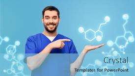  Presentation with male nurse - Colorful presentation design enhanced with medicine-healthcare-and-biology-concept backdrop and a light blue colored foreground