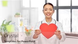  Presentation with cardiology concept - Cool new slide deck with medicine-healthcare-and-cardiology-concept backdrop and a coral colored foreground