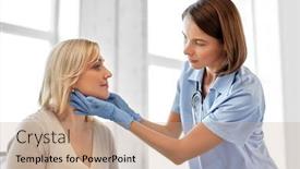  Presentation with medical mhealth healthcare concept - Slide deck enhanced with thyroide - medicine healthcare and medical exam background and a coral colored foreground