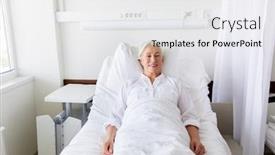  Presentation with hospital bed - Amazing slide deck having medicine-healthcare-and-old-people backdrop and a sky blue colored foreground