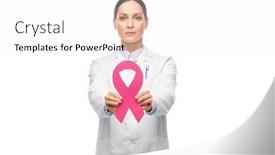  Presentation with pink ribbon breast awareness - Slide deck having medicine-healthcare-and-oncology-concept background and a white colored foreground