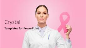  Presentation with pink ribbon breast awareness - Theme with medicine-healthcare-and-oncology-concept background and a lemonade colored foreground
