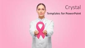  Presentation with pink ribbon breast awareness - Slide set with medicine-healthcare-and-oncology-concept background and a lemonade colored foreground