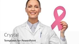  Presentation with pink ribbon breast awareness - Slide deck enhanced with medicine-healthcare-and-oncology-concept background and a white colored foreground