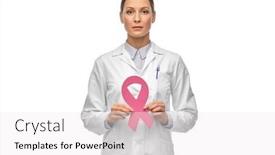 Presentation with pink ribbon breast awareness - Presentation design with medicine-healthcare-and-oncology-concept background and a white colored foreground