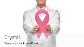  Presentation with pink ribbon breast awareness - Theme featuring medicine-healthcare-and-oncology-concept background and a white colored foreground