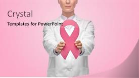  Presentation with pink ribbon breast awareness - Theme consisting of medicine-healthcare-and-oncology-concept background and a lemonade colored foreground