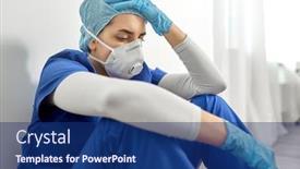  Presentation with mask nurse - Beautiful slides featuring medicine-healthcare-and-pandemic-concept backdrop and a navy blue colored foreground