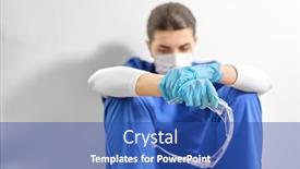  Presentation with mask nurse - Audience pleasing theme consisting of medicine-healthcare-and-pandemic-concept backdrop and a ocean colored foreground